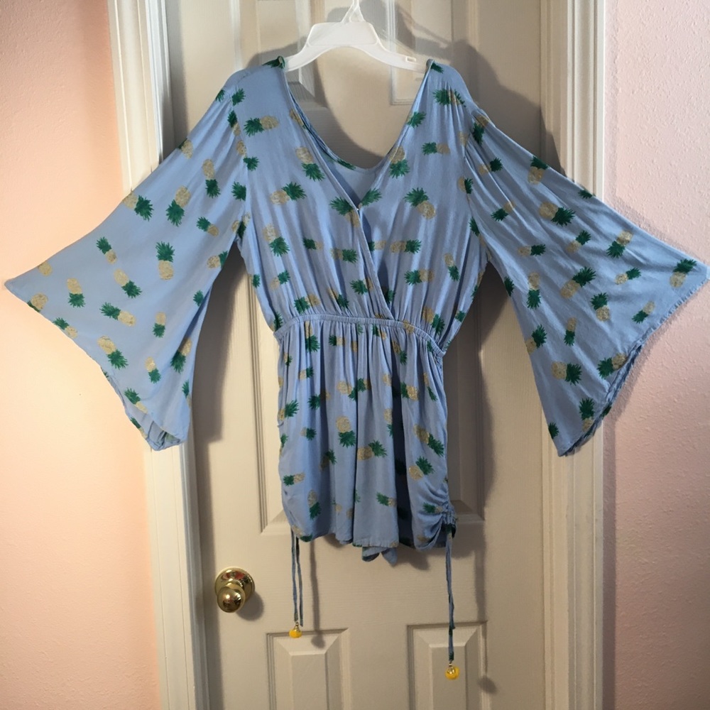 Violet Sky Romper Women Casual 3/4 Sleeves Pineapl